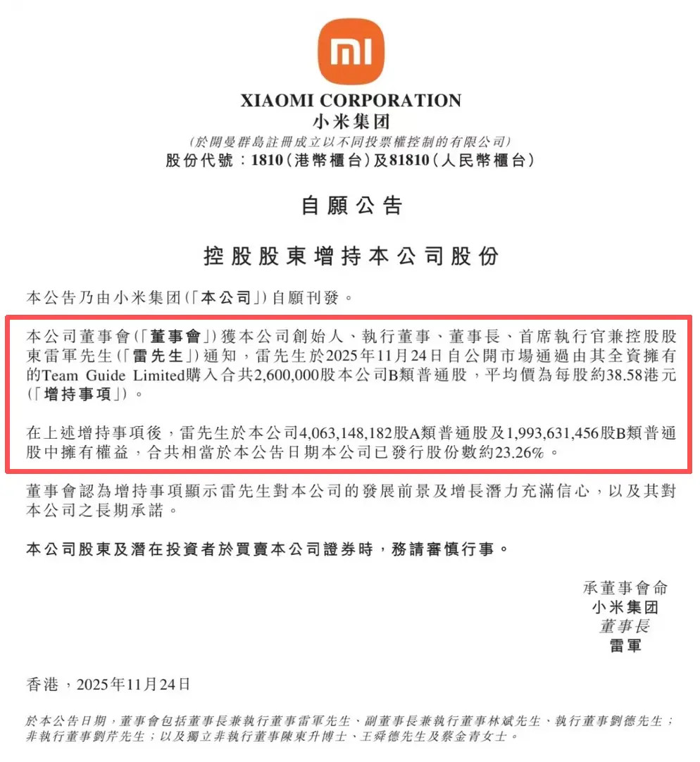 越跌越买！雷军1亿港元“抄底”小米，打脸了谁？ -1