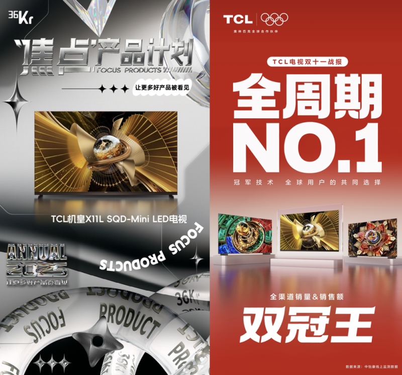 TCL X11L SQD-Mini LED电视获评36氪年度焦点产品，好画质照进现实 -1