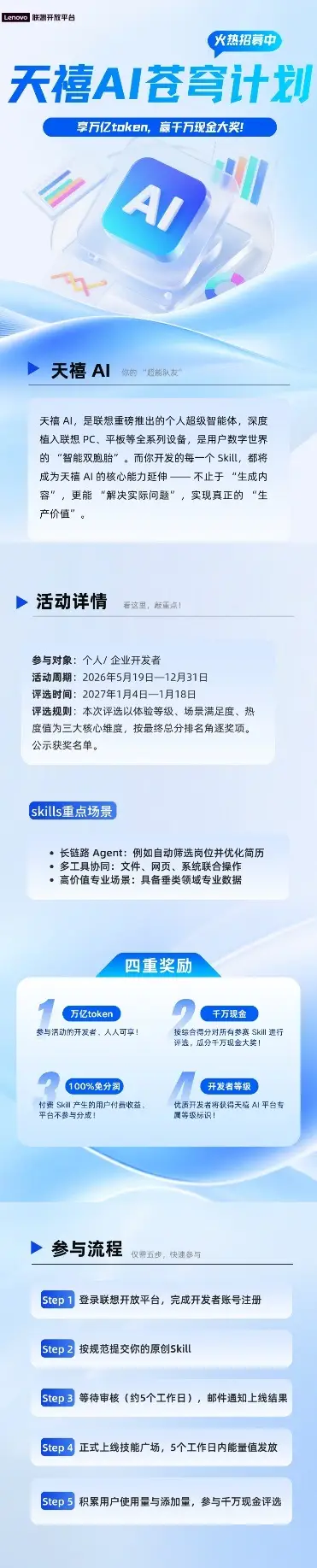 天禧AI“Skills苍穹共创计划”正式发布,上架即享联想万亿Token专属算力 -2 天禧AI“Skills苍穹共创计划”正式发布,上架即享联想万亿Token专属算力 -2